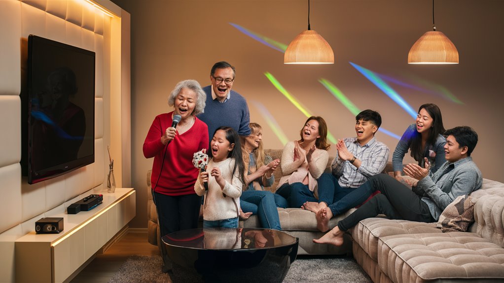 family karaoke entertainment together
