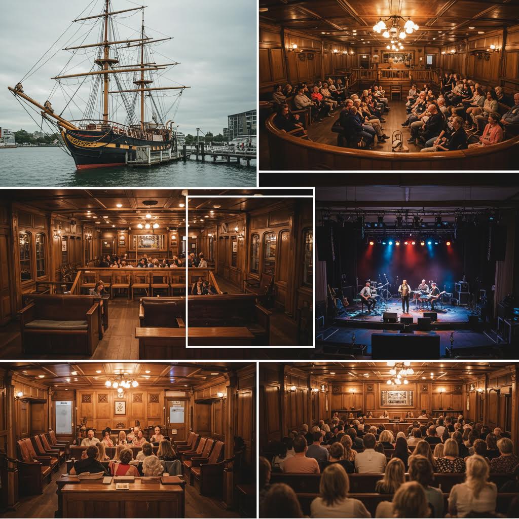 바다 위에 떠 있는 Tall Ship Bounty 공연장의 독특한 시설 속에 담긴 슬롯생강의 감각