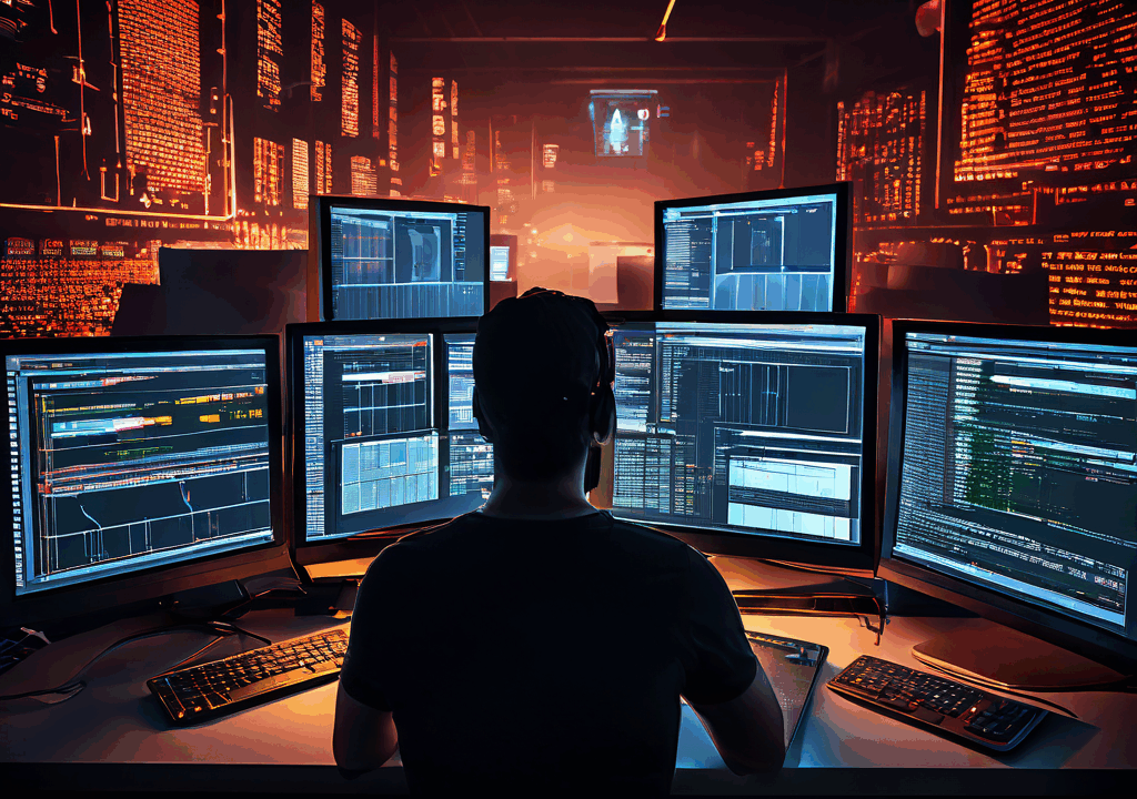 여러 대의 컴퓨터 화면에 깨끗한 새 인터페이스에서 사용자의 첫 클릭과 커서 움직임이 각각 보이는 모습이다.