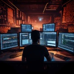 여러 대의 컴퓨터 화면에 깨끗한 새 인터페이스에서 사용자의 첫 클릭과 커서 움직임이 각각 보이는 모습이다.