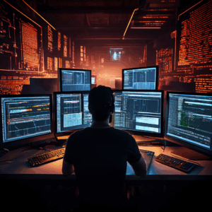 여러 대의 컴퓨터 화면에 깨끗한 새 인터페이스에서 사용자의 첫 클릭과 커서 움직임이 각각 보이는 모습이다.