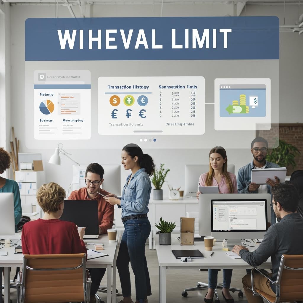 SUOTICE AN CHANGE? 라는 제목의 화이트보드 앞에서 놀라고 당황한 표정의 사람들이 모여 있는 사진, 출금 한도 변경에 대한 혼란과 불만을 상징